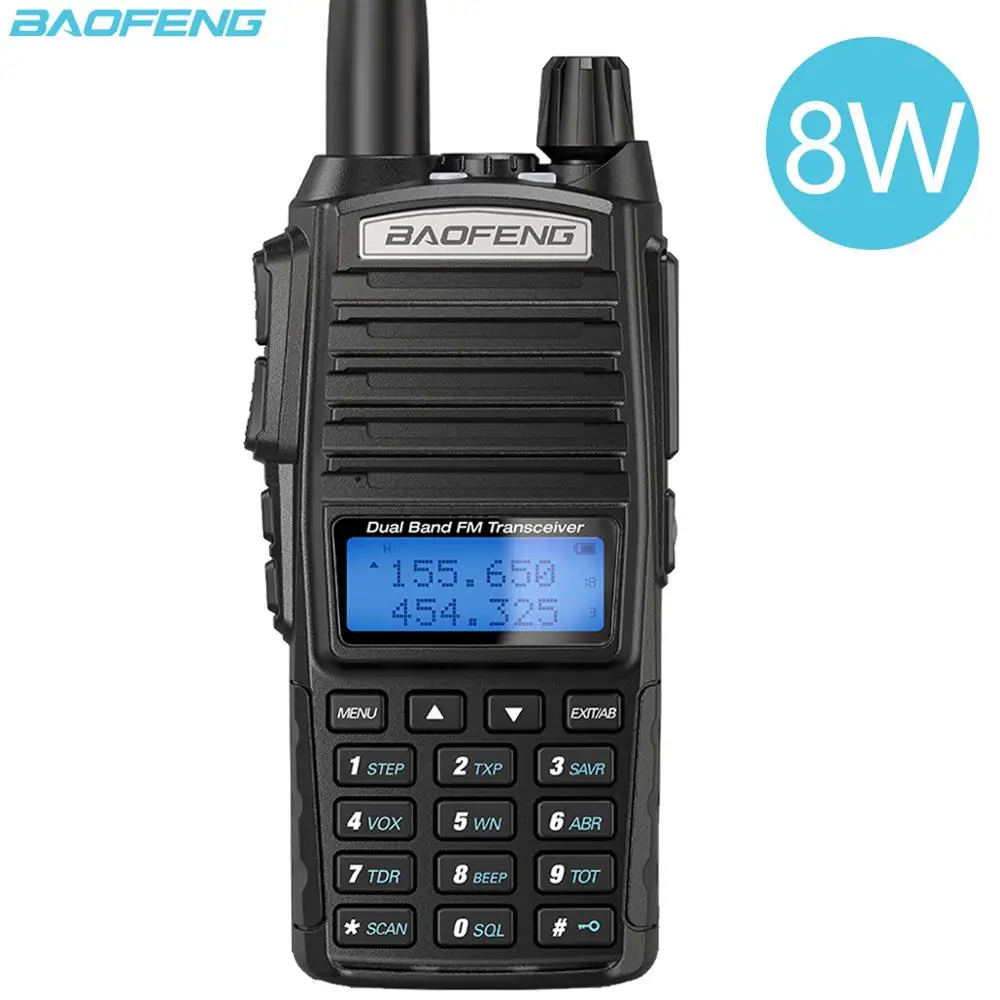 

Портативная рация BaoFeng UV-82 Plus 8W Ham двухсторонняя радиосвязь 2-PTT трехдиапазонная 136-174 МГц 400-520 МГц Портативный FM-приемопередатчик