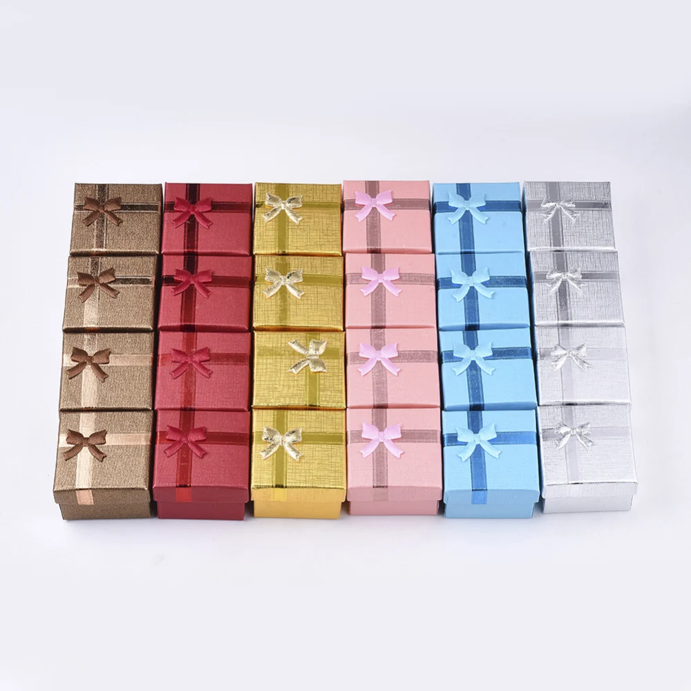 24 шт Квадратные Картонные Кольца Подарочные коробки для ювелирных изделий