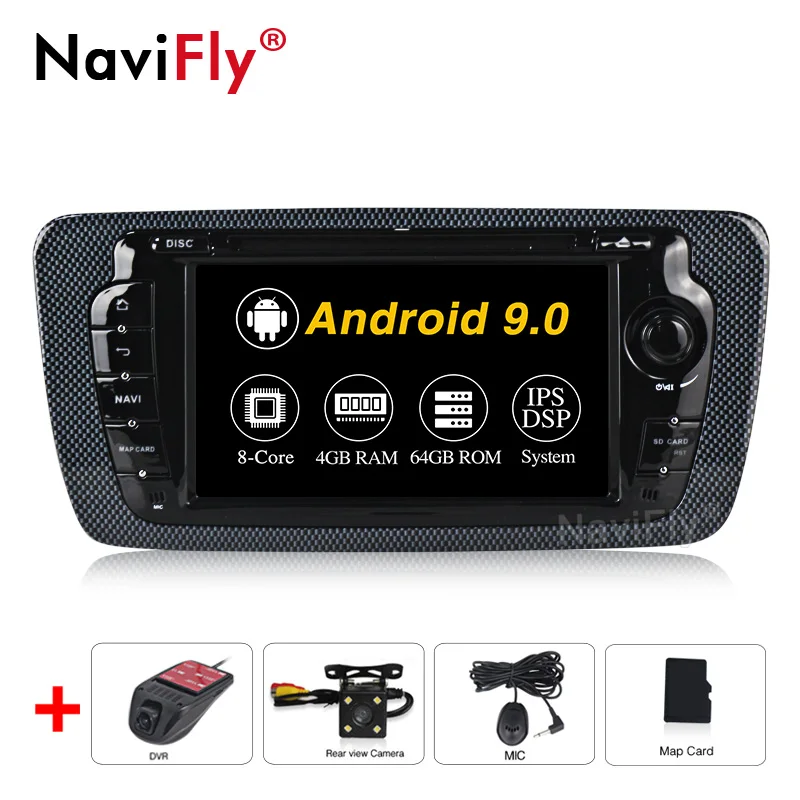 add camera and dvr NaviFly Android9.0 ips экран DSP автомобильный dvd-плеер для сиденья Ibiza 2009-2013 gps навигация OBD2 RDS raido TPMS автопроигрыватель - Цвет: add camera and dvr