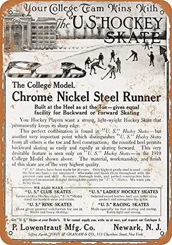

SRongmao 8 x 12 Metal Sign 1910 U.S. Hockey Skates