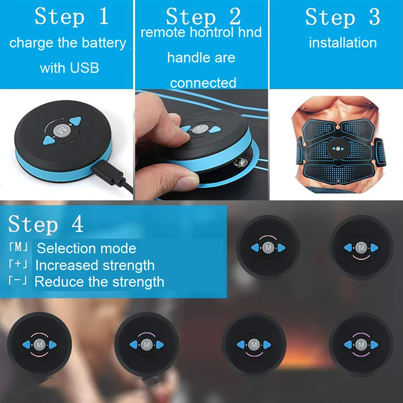 Электрический мышечный Стимулятор тонера EMS массажер брюшный Тренажер Пояс Abs