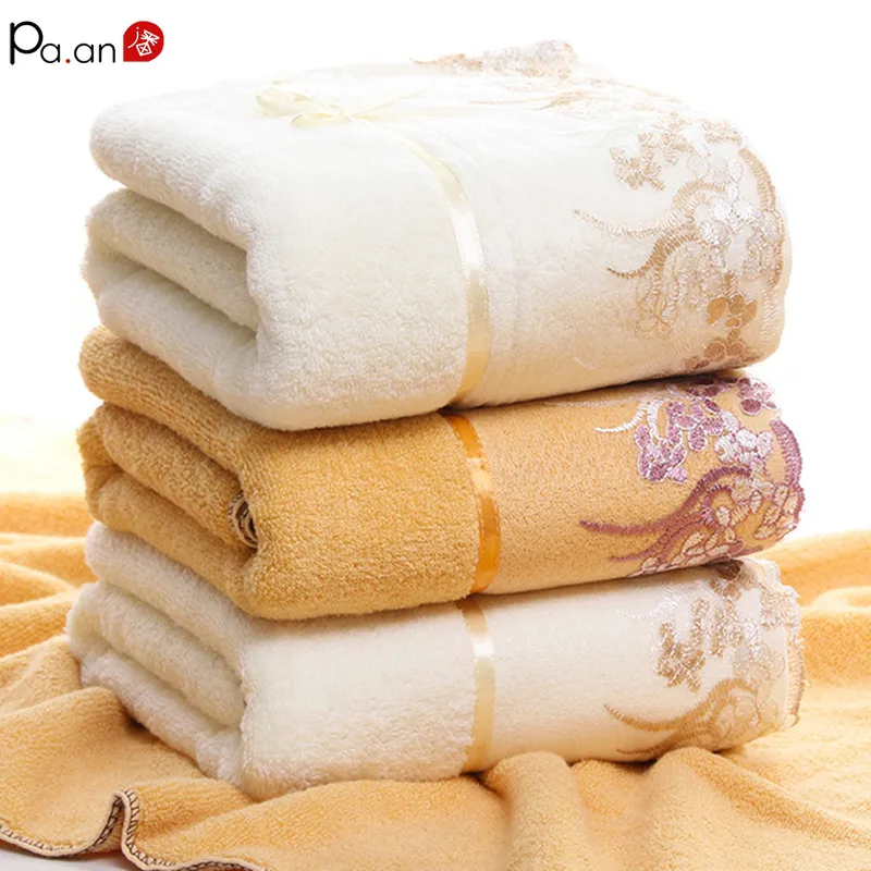 

Хлопковое банное полотенце с кружевом, 70*140 см