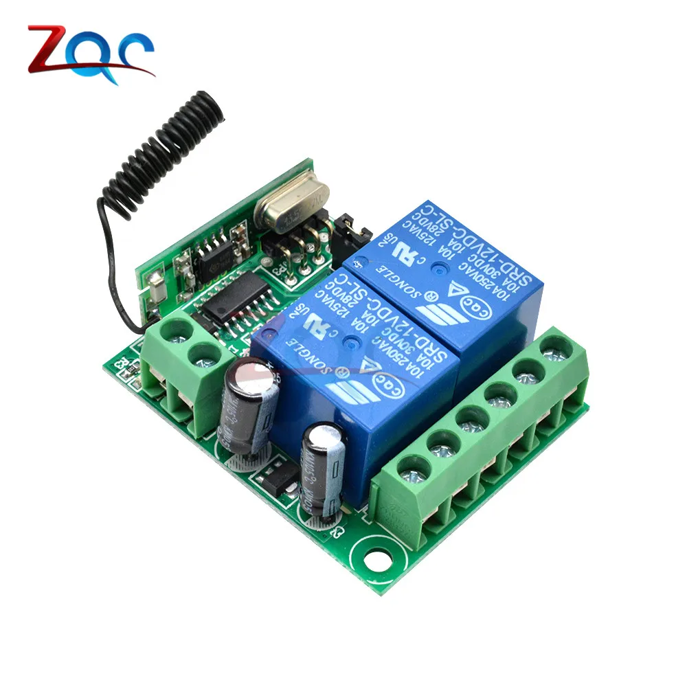 Wireless Remote Switch DC 12V 2 Channel Multi-Functional Relay 433Mhz Transmitter with Receiver for Electric Doors Cars Lights |