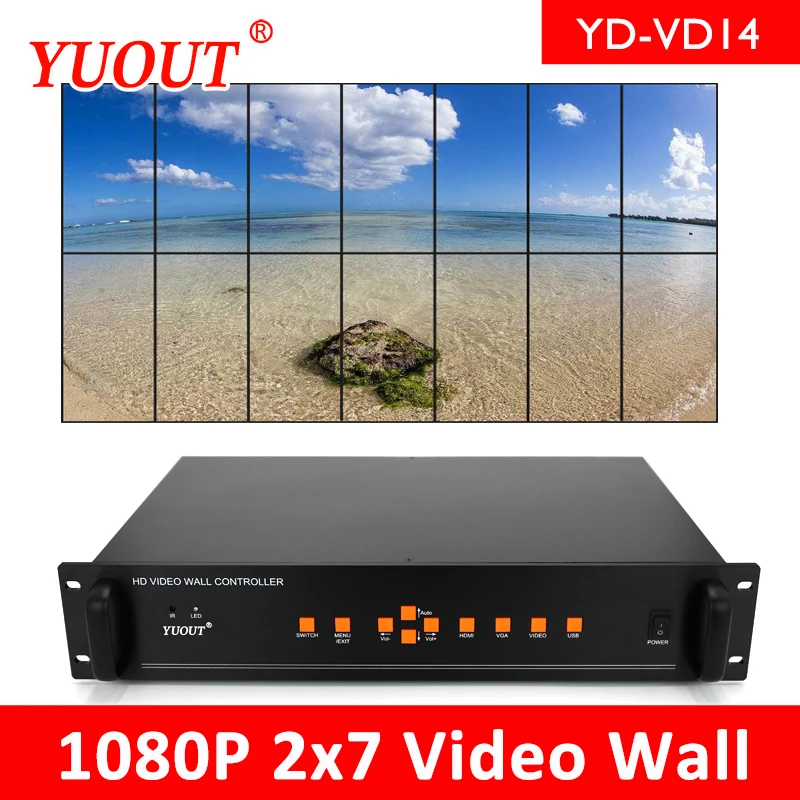 YUOUT YD VD14 HDMI видеоконтроллер Настенный 3x3 2x2 14 каналов HDMI/VGA/AV видеопроцессор