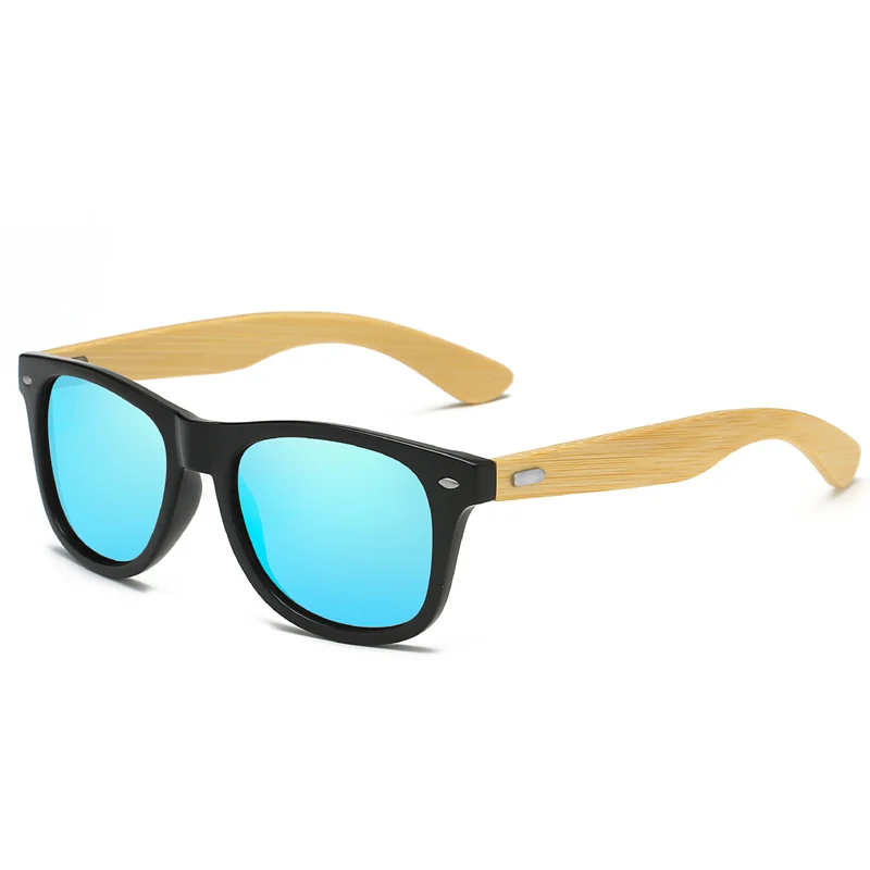 

Men's Bamboo Wood Sunglasses Women's Fashionable Driving Sunglasses Classic Square Retro Men Blue Sun glasses UV400 Eyewear