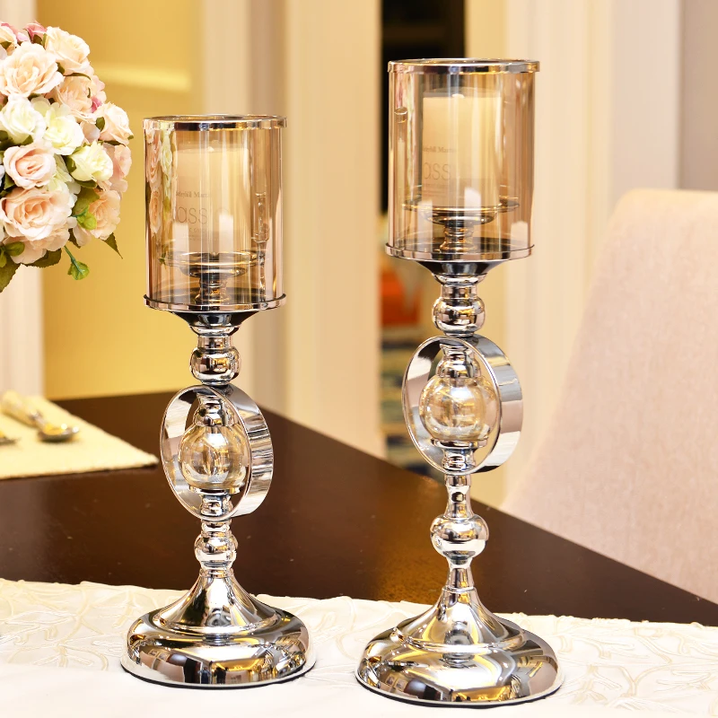 Luxury Candle Stand Wedding Decoration Table Centerpiece Crystal Glass Rose Gold Candle Holders Tealight Living Roomn Candelabra