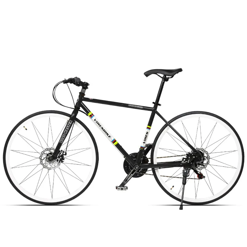 Карбоновый стальной каркас 700CC Break Wind Road Bike 21/27 скорость двойной велосипед с дисковым тормозом Спорт на открытом воздухе Велоспорт Гонки bicicleta - Цвет: Straight black