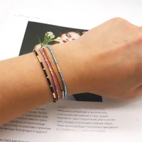 zhongvi simple bracelet miyuki beads handmade black glass stone bracelets for women boho adjustable rope lady jewelry wholesale