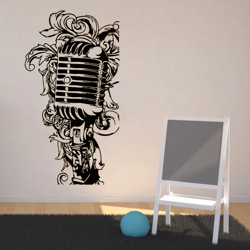 Творческий Музыка микрофон настеный стикер настенные наклейки с рисунком
