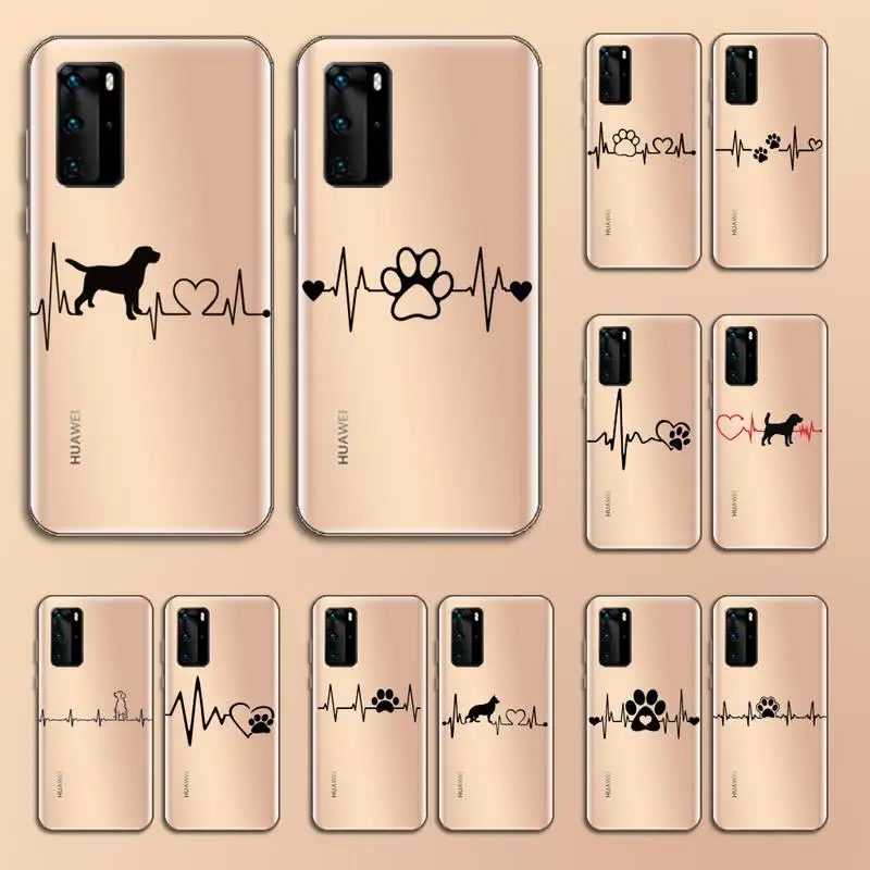 

Heartbeat Chart Dog Paw Phone Case Transparent for Huawei nove e 6 5 4 3 2 s i se pro lite custom protective capa