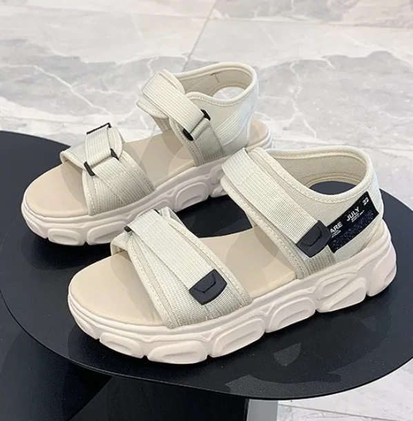 

Platform Sandals 2021 Shoes Women Casual Hook & Loop Black Chunky Sandals Woman Summer Beach Sandalias De Las Mujeres