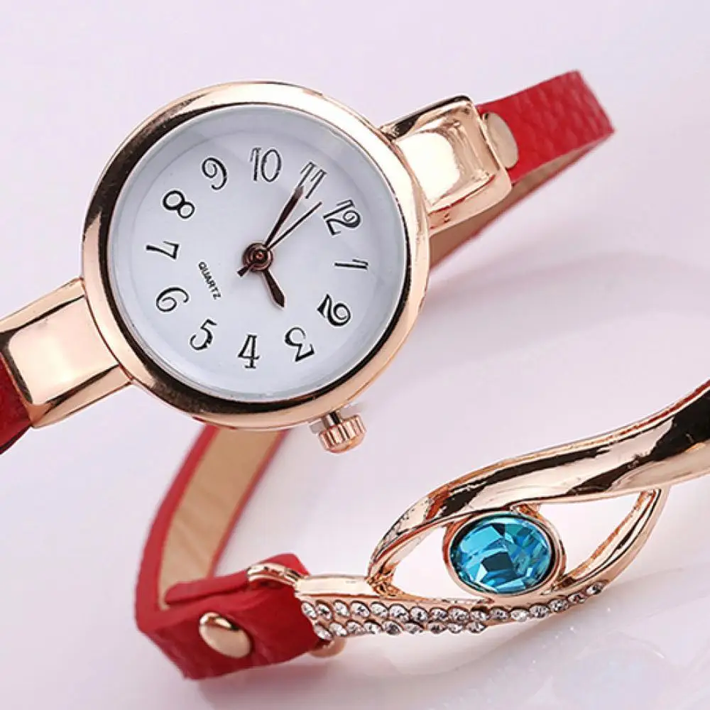 

Lady Blue Eye Infinity Multilayer Faux Leather Charm Bracelet Quartz Wrist Watch