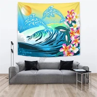 dolphin plumeria surfing polynesian tapestry 3d printing tapestrying rectangular home decor wall hanging