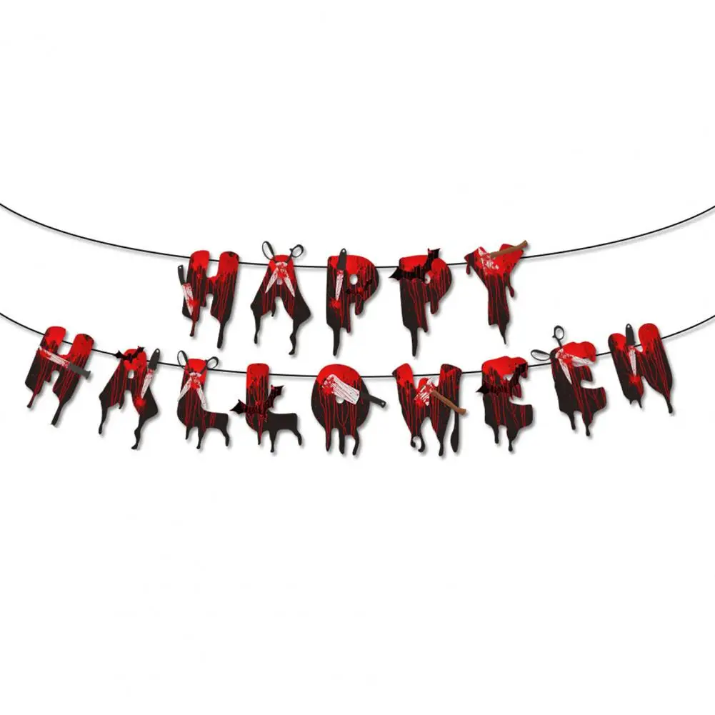 

Scissor Shape Horrible Paper Pull Flag Bunting Hanging Banner Halloween Props for Festival