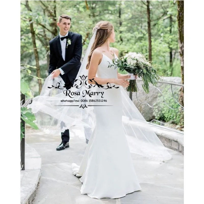 

Sexy White Long Mermaid Wedding Dresses 2021 Plus Size Cheap Simple Boho Vestido De Novia Country Beach Bridal Gowns