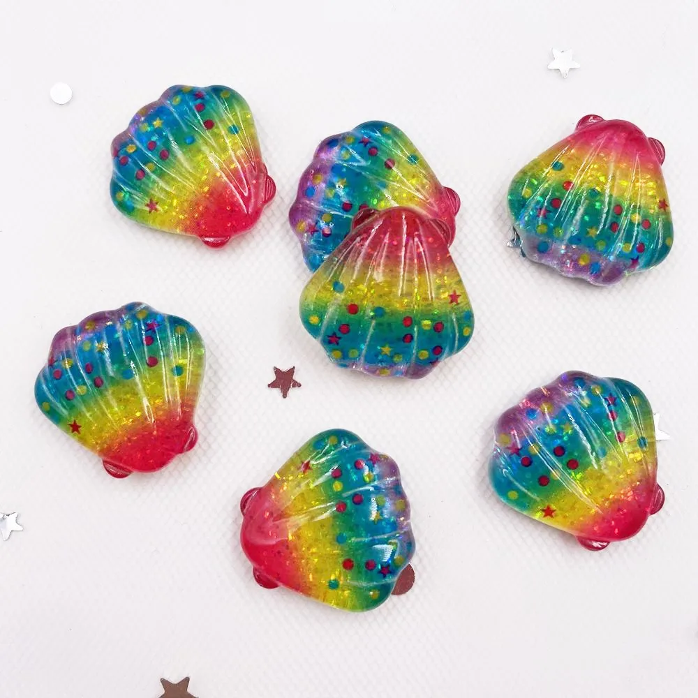 

30pcs Glitter Resin Kawaii Colorful Crystal Shell Flatback Cabochon Scrapbook DIY Anime Accessories Figurine Decor OG811
