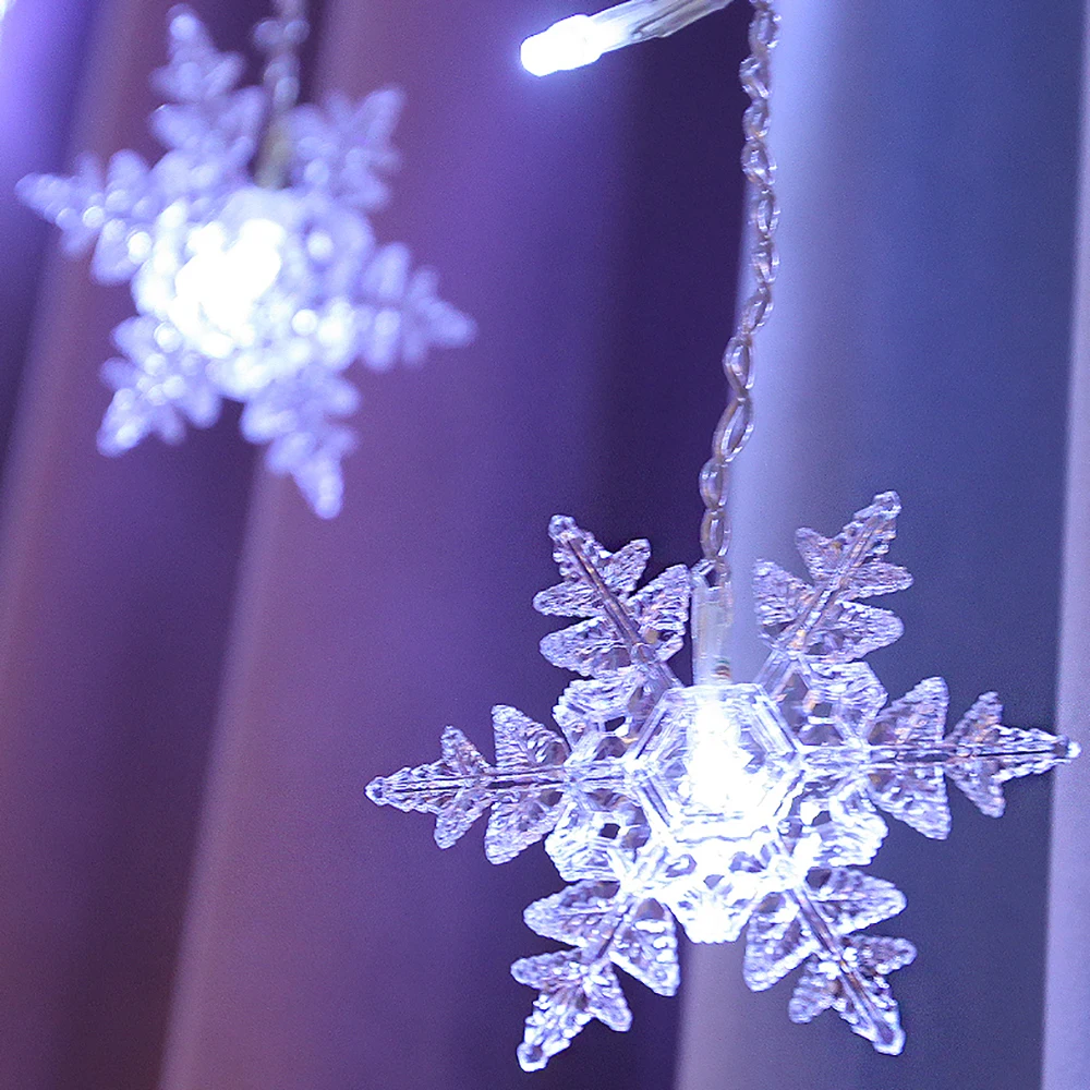 Outdoor Party Lights - Christmas Decoration Snowflake LED String Lights Curtain - Flashing & Waterproof D30 image 4
