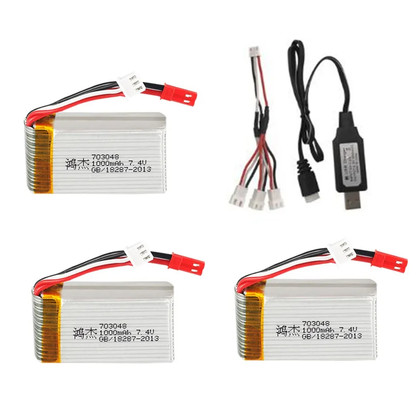 7 4 В 1000 мАч 25C Lipo батарея и в зарядное устройство для MJXRC X600 U829A U829X F46 X601H JXD391 FT007 2s 703048