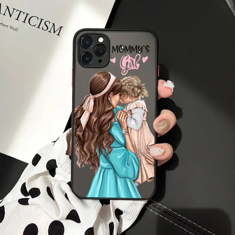 

Phone Case For iPhone 12 11 Mini Pro XR XS Max 7 8 Plus X Baby Mama Super Mom Girl Matte transparent cover