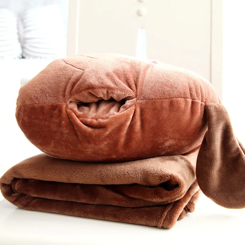 

B-LIFE 4 in 1 Cute Cartoon Plush Stuffed Animal Toys Throw Pillow Blanket Set with Hand Warmer Design