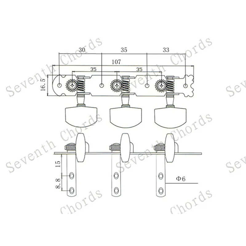 Набор из 2 шт. хромированных колышек для настройки клавиш машинных головок тюнеры