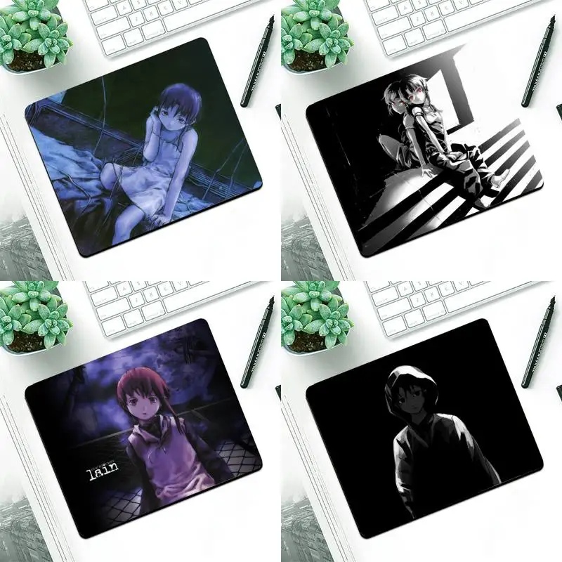 

FHNBLJ Serial Experiments Lain Anime Gaming mousepad Desk Mat Small Pads Rubber Mouse Mat MousePad Desk Gaming Mousepad Cup Mat