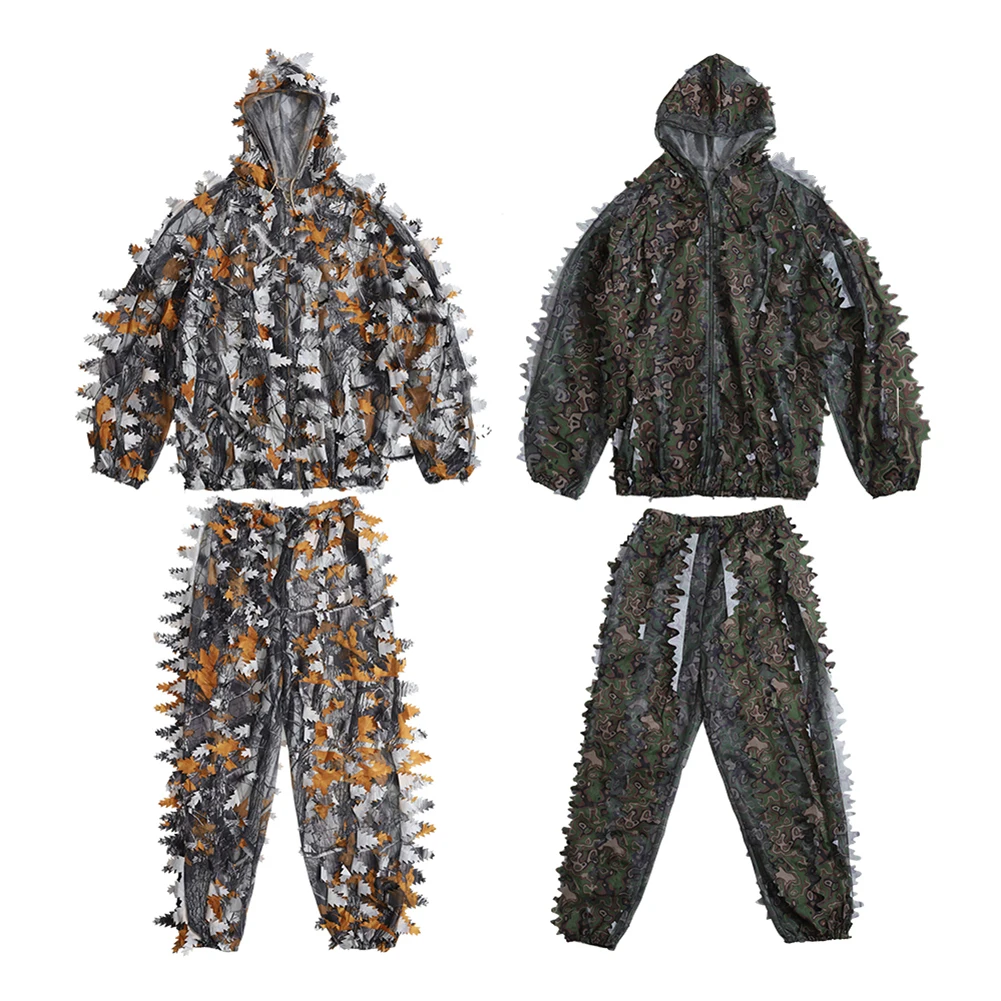

3D Forest Ghillie Suit Men Women Kids Outdoor Leaf-Shaped Hunting Clothing Camouflage Jungle Suit CS Training Pants Hunting Jack