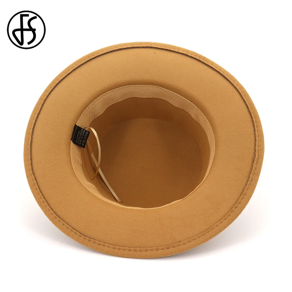 Женская и мужская фетровая шляпа FS Черная кепка с широкими полями пряжкой на