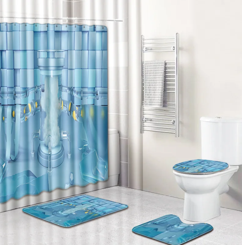 Zeegle коврик с принтом набор для ванной комнаты занавеска душа в туалете крючками