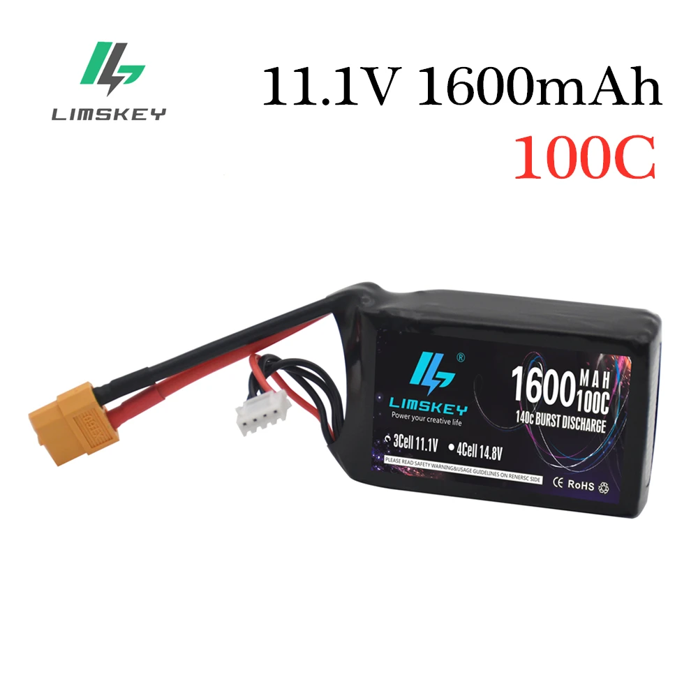 Limskey RC lipo battery 11 1 В 1600 мАч 100C max 200C 3S LiPo аккумулятор для QAV250 H210 LS180 FPV Racing Quadcopter Car |