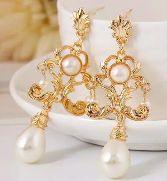 2017 2 вида цветов Роскошные серьги капли с искусственным жемчугом для женщин Bijoux