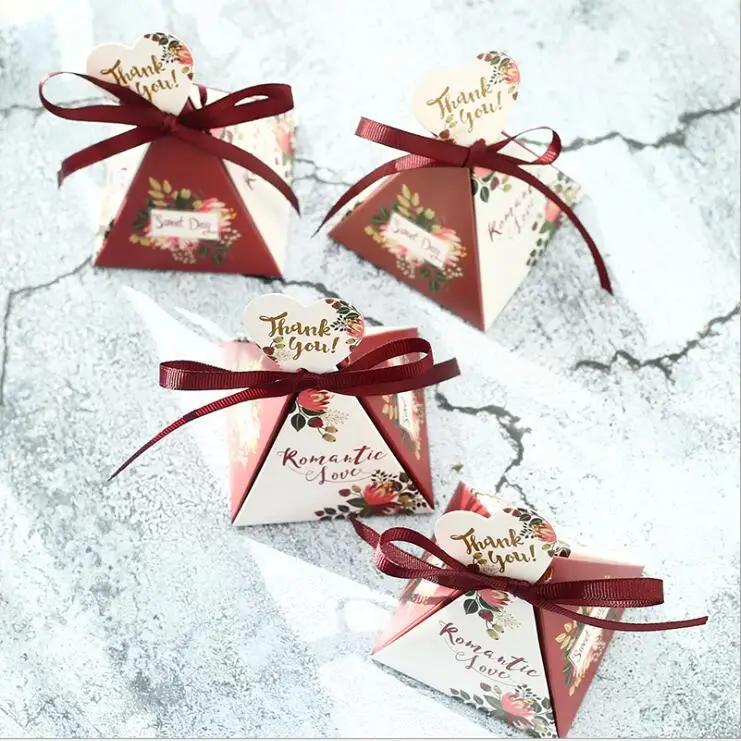 Горячая продажа треугольная пирамида свадебные сувениры и подарки коробка