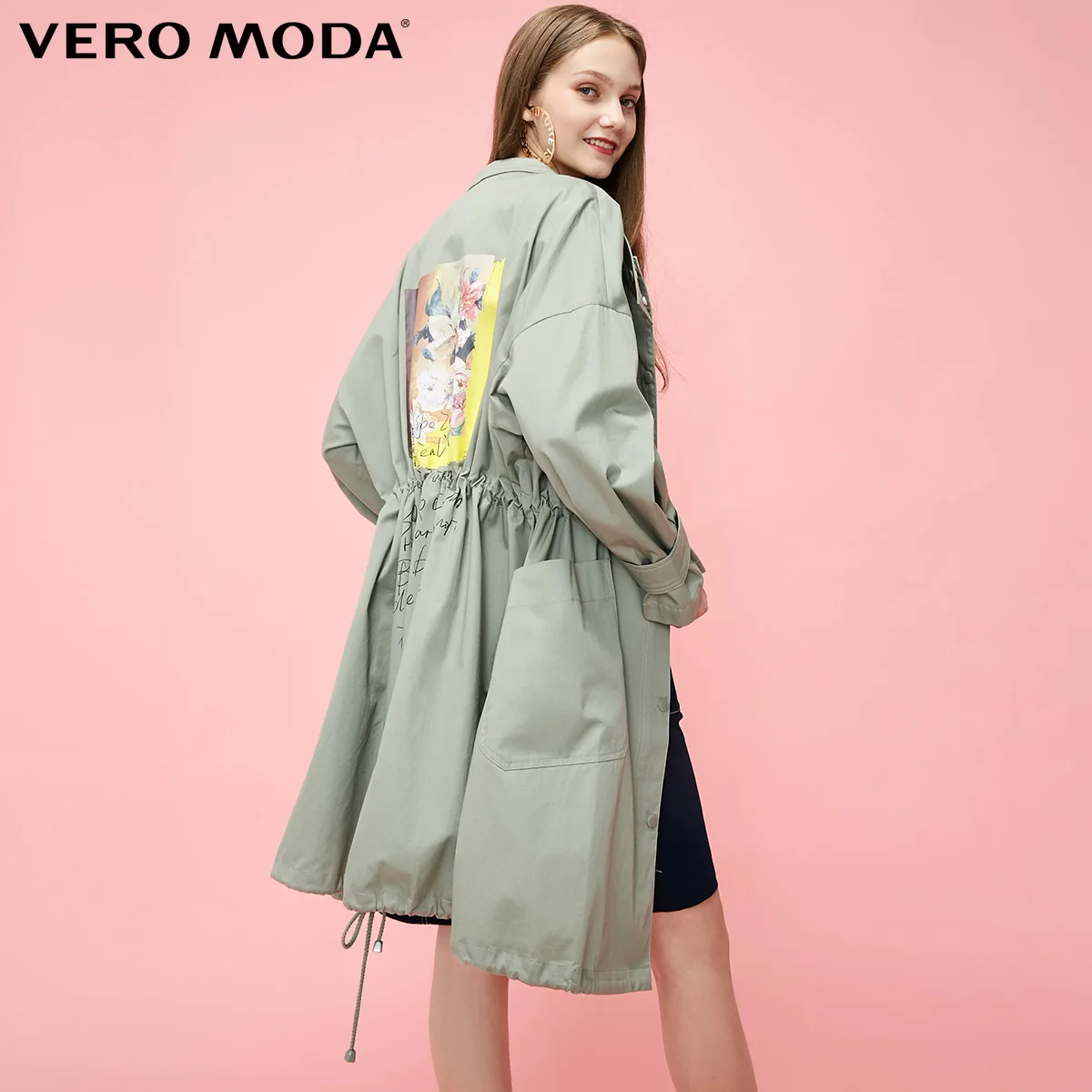 Shadow Vero Moda женский плащ свободного кроя с принтом граффити | 319121532 - Цвет: Shadow