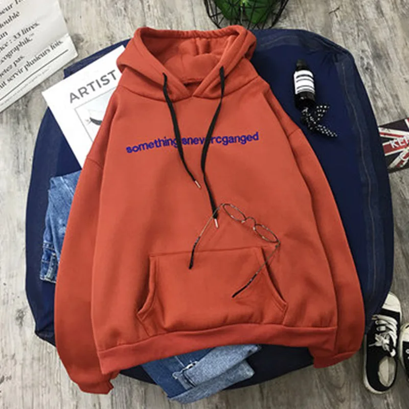 Orange Свободная одежда с капюшоном tide ins super fire Одежда Женская осенне-зимняя новая бархатная плотная куртка с длинными рукавами Размер Топ - Цвет: Orange
