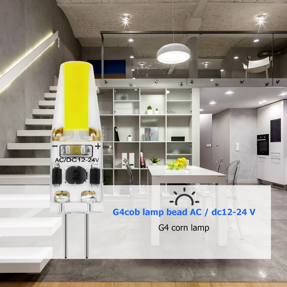 

Light Beam Angle Chandelier Replace Halogen Lamps 3W G4 COB Lamp Beads Dimmable Low Energy Corn Lighting Bulb AC/DC