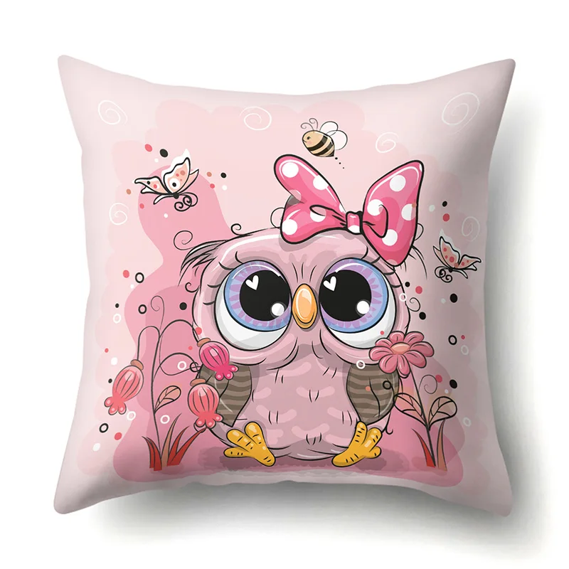 Сова Pattern чехол для подушки с рисунком животных; платья с изображением птиц из полиэстера с подушка чехол украшение Офис декоративная наволочка для подушки 45X45 см