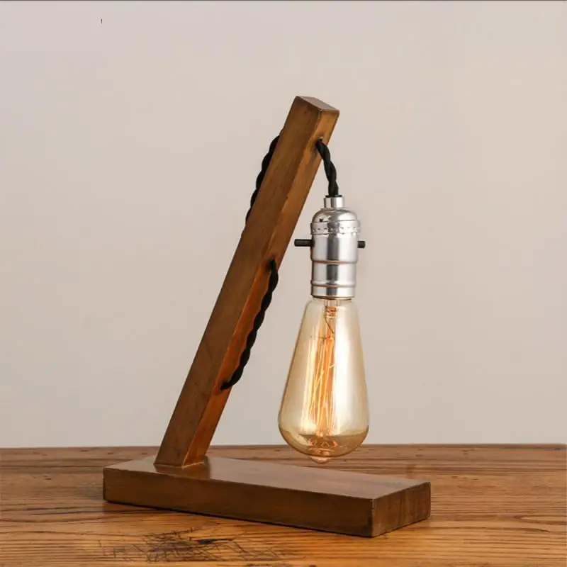 Винтажная деревянная настольная лампа Эдисона коридор для кофе скандинавский