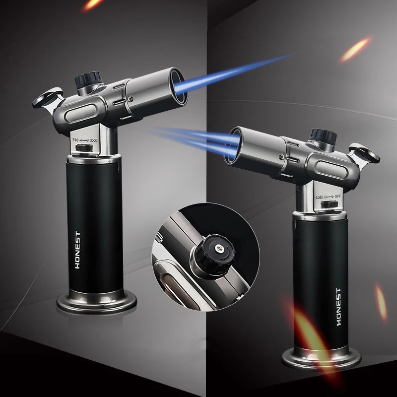 

Single/Double Flame Airbrush Jet Lighter High Temperature Windproof Kitchen Torch Gas Inflatable Cigar Lighters Fixed Lock Fire