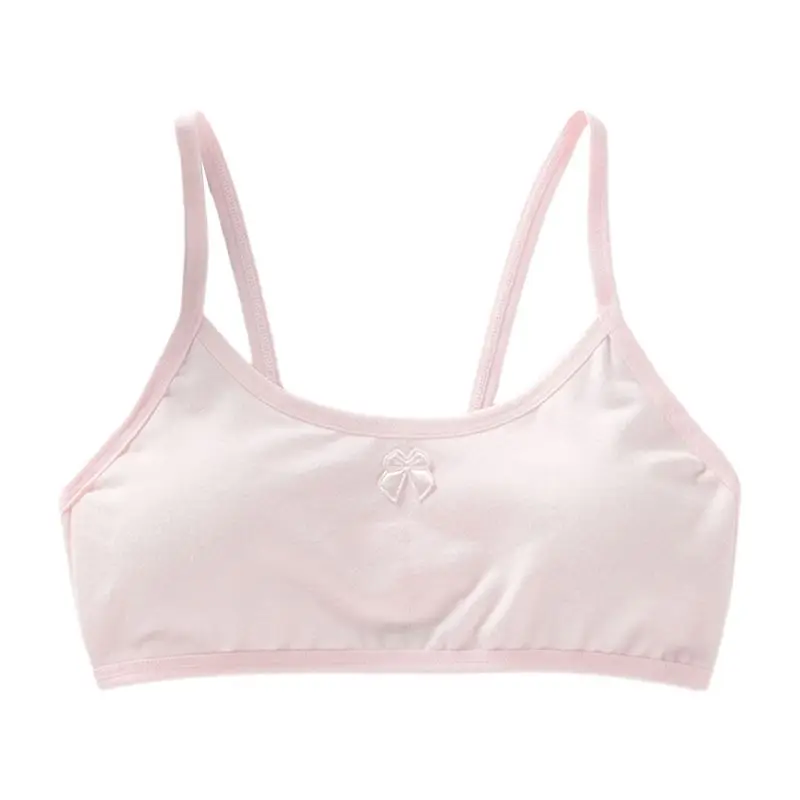 

Puberty Girls Spaghetti Strap Underwear Candy Color Bowknot Padded Wireless Bra 24BE