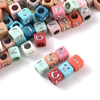 mixed letter acrylic beads 100pcslot square alphabet spacer beads for jewelry making diy charms bracelet necklace accessories