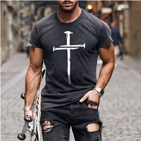 2021 new t shirt for men fashion design t shirts cross the paladin brother text pattern tshirts casual style streetwear oversize