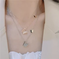 cowbread exquisite necklace for women butterfly stainless steel necklace choker jewelry clavicle chain womens neck chain