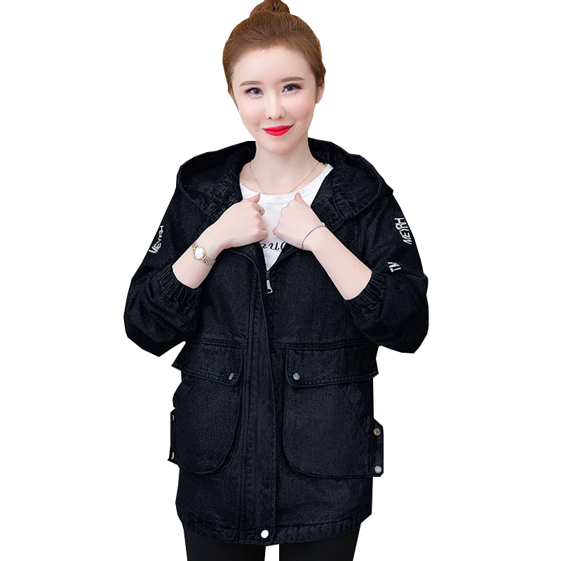

Fried Street Thin Denim Jacket Women Overcoat New Spring Autumn Jackets Female Fashion Loose Oversize Long Hooded Coat Lady Tops