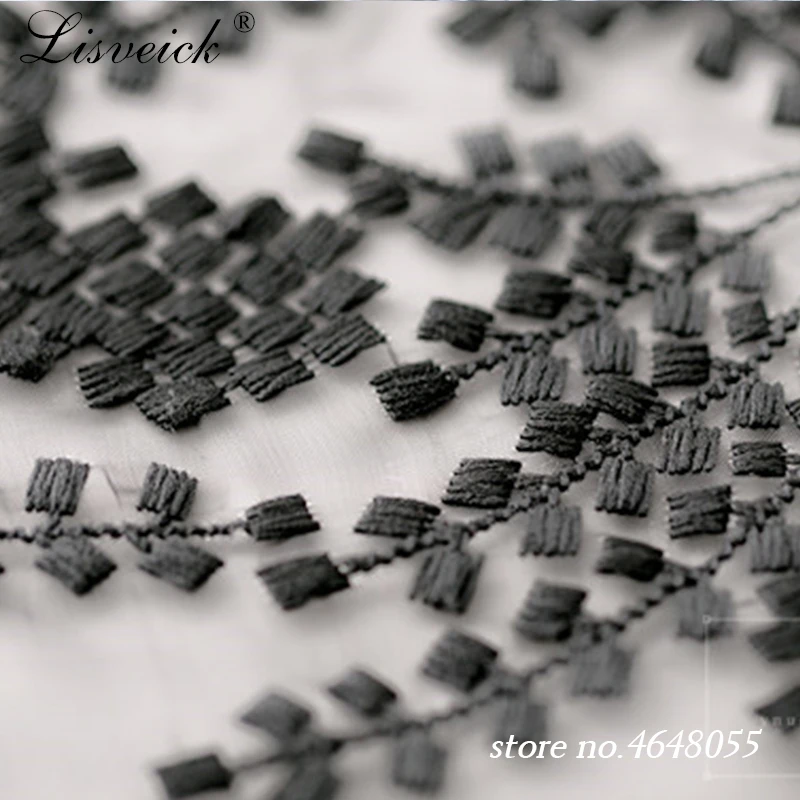 High-grade blue organza embroidery wheat net tulle lace fabric diy wedding dress skirt costume material home decoration 50x145cm | Дом и сад