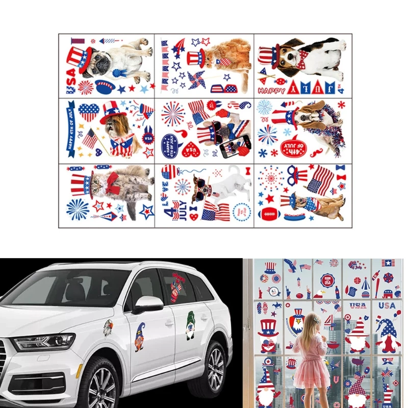 

4th of July Window Decor Wall Waterproof Decals Personalized Design Stickers Suitable for Home Auto Decorations
