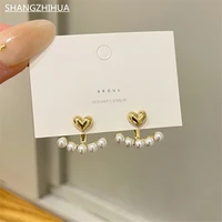 2021 new metal heart shaped earrings with pearl drop earrings for womens fashion unusual jewelry christmas gift accessories