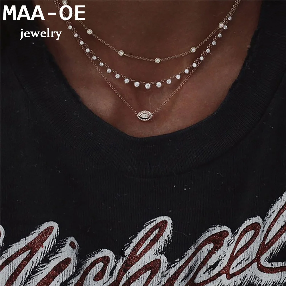 Новинка 2020 модное золотое ожерелье с кристаллами в виде глаз для женщин