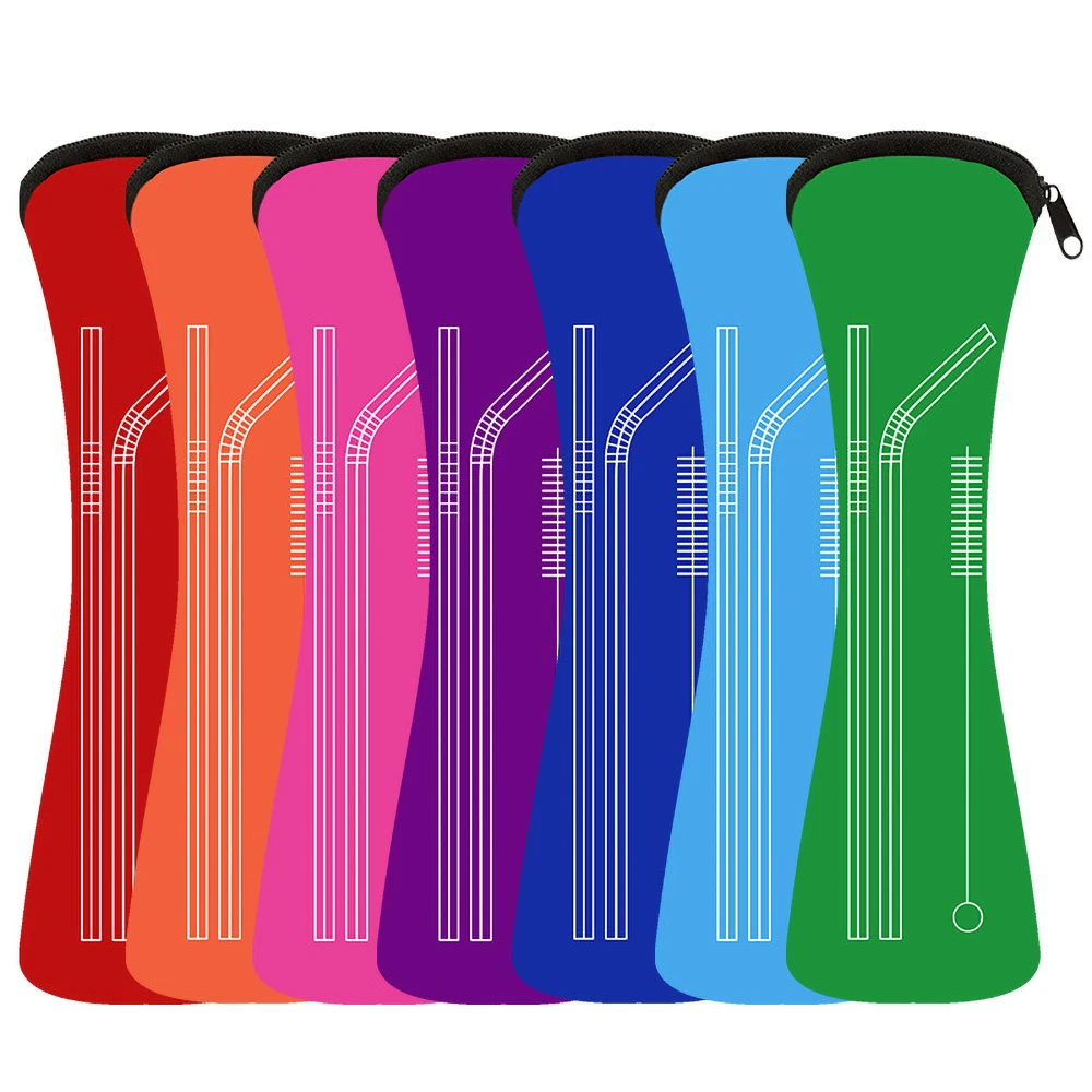 

6pcs/set Stainless Steel 304 Straw Reusable Drinking Straws Portable Anti-scratch Travel Cutlery Set Straws With Cleaner Brush