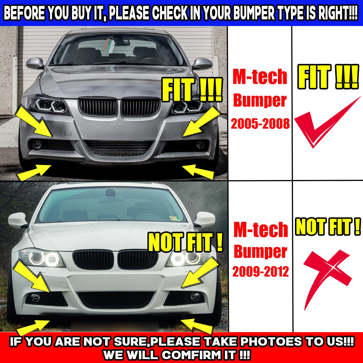 2 шт. автомобильные передние бамперы для BMW E90 E91 3 серии 4Dr Sedan M Tech 2005 2006 2007