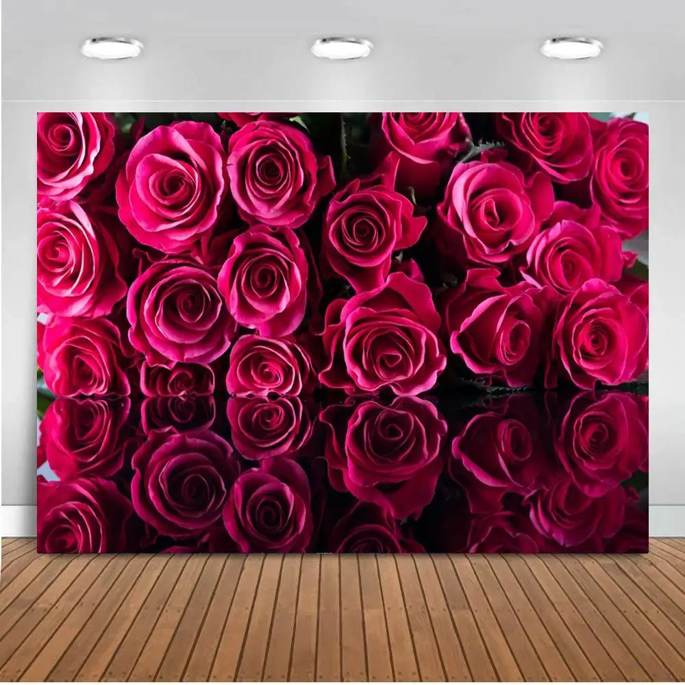 

Flowers Blossom Rose Ceremony Party Wedding Wall Photography Backdrops Baby Portrait Mirror Reflect Photo Backgrounds For Studio